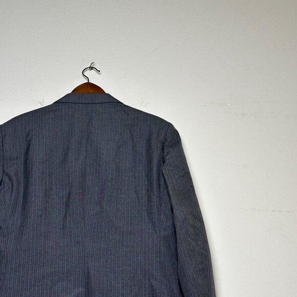 Calvin Klein Mens Wool Pinstripe Blazer Suit Jacket Gray Size 38R France Prep - Picture 7 of 15